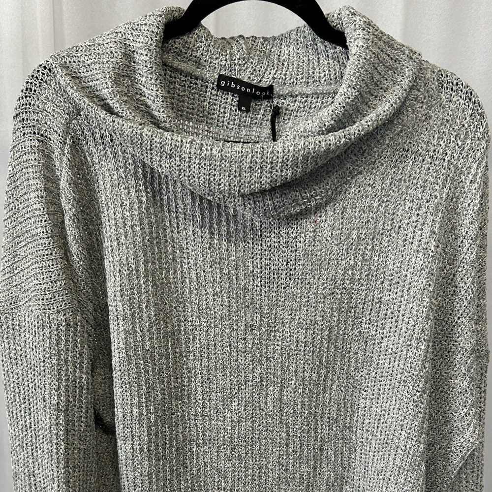 Gibsonlook Flare Sleeve Cowl Neck Sweater, Size X-Large - Grey